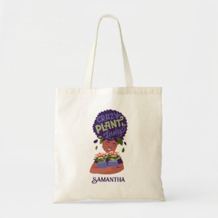 Bolsa Tote Mulher Negra Dama de Planta Louca, Plantas de Abra