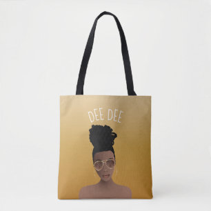 Bolsa Tote Mulher Negra, Dourada Sombreada e Arma Alta, Doura