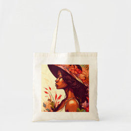 Bolsa Tote Mulher Negra no Saco Floral do Jardim