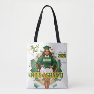 Bolsa Tote Mulher Negra Verde Dourado Graduação