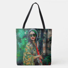 Bolsa Tote Mulher nos óculos de sol verde
