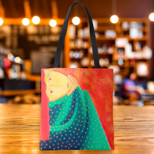 Bolsa Tote Mulher Pensando em pintura contemporânea de arte