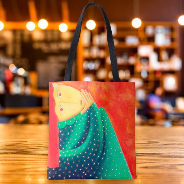 Bolsa Tote Mulher Pensando em pintura contemporânea de arte (Criador carregado)