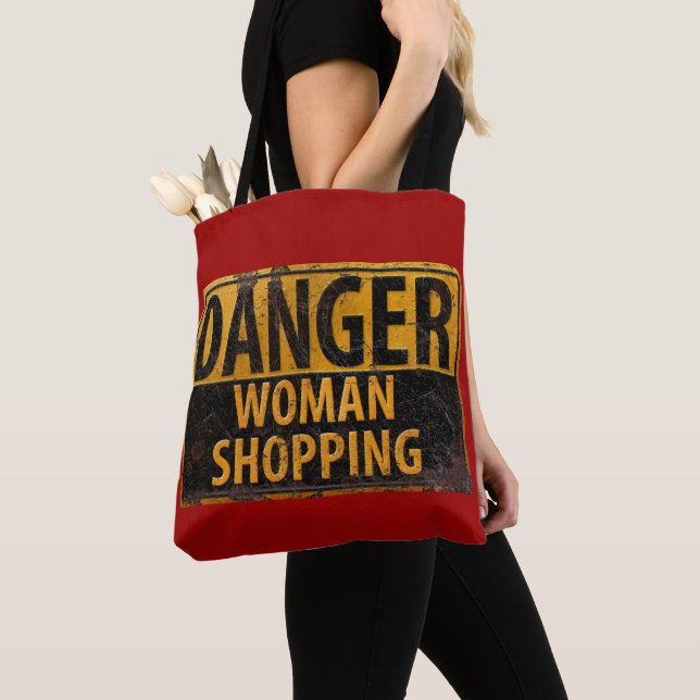Bolsa Tote Mulher PERIGOSA Comprando - Sinal de aviso de meta (Close Up)