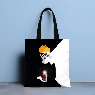 Bolsa Tote Mulher retrô segurando a Pop art da câmera