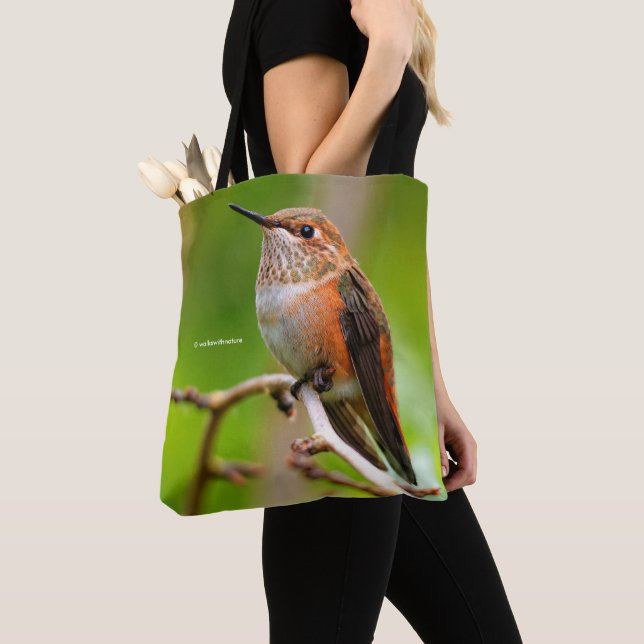 Bolsa Tote Mulher Rufous Hummingbird na Árvore de Ameixa (Close Up)