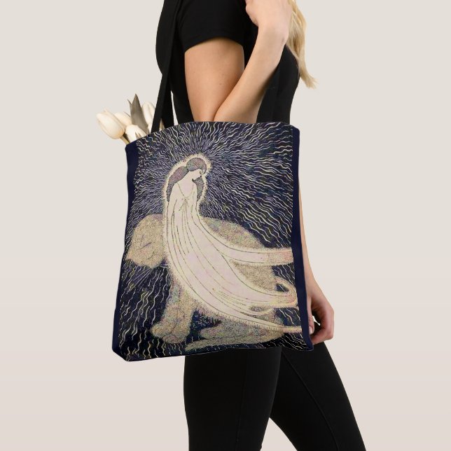 Bolsa Tote mulher sonhadora e gato (Close Up)