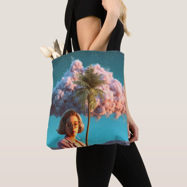 Bolsa Tote Mulher Surrealista com Palmeira (Close Up)