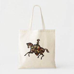 Bolsa Tote Mulher Vintage pilotando um cavalo, Silhueta Flora
