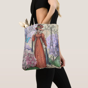 Bolsa Tote Mulher vitoriana na moda vermelha colorido