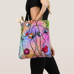 Bolsa Tote Mulheres abstrato enfrentam humor - Desenho de est