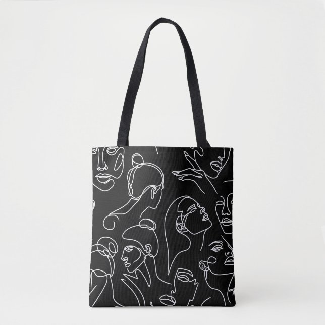 Bolsa Tote Mulheres enfrentam padrão de desenho de Abstrato (Frente)