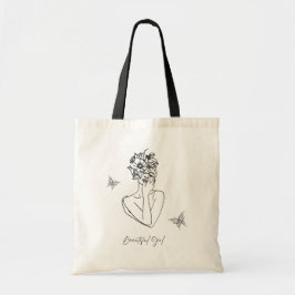 Bolsa Tote Mulheres Flores Borboleta Face Retrato Bonito