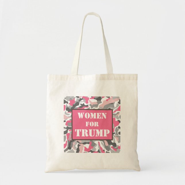 Bolsa Tote Mulheres no padrão de Camo Rosa TRUMP (Frente)