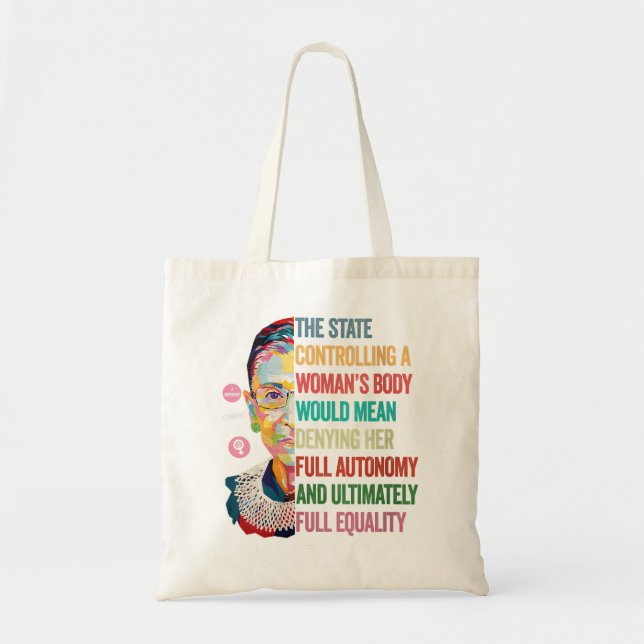 Bolsa Tote Mulheres Ruth Bader Ginsburg Pro Escolha Meu Corpo (Frente)