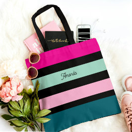 Bolsa Tote Multicolor estampado Listrado Minimalista
