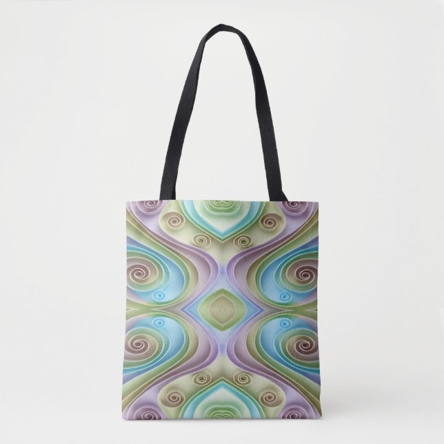 Bolsa Tote Multicor moderna em todo o impressão do tecido t (Frente)