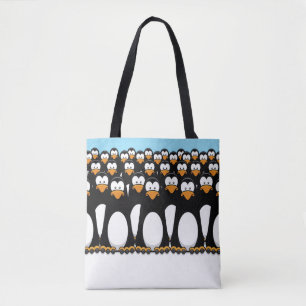 Bolsa Tote Multidão de pinguins engraçados dos desenhos