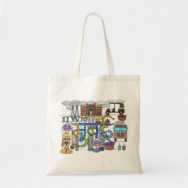 Bolsa Tote Mumbai City Doodle (Frente)