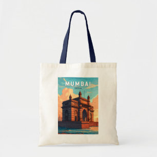Bolsa Tote Mumbai India Illustração Viagem Art Vintage