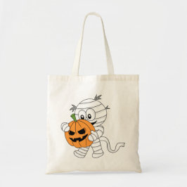 Bolsa Tote Múmia de Cartoon Laranja Spooky Com Pumpkin