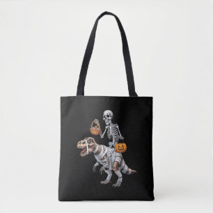 Bolsa Tote Múmia de Esqueleto Montando Dinossauro T rex Hallo