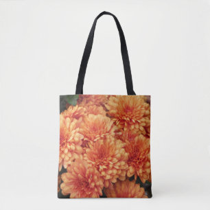 Bolsa Tote Mums de outono laranja fotografia colorida