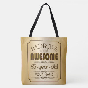 Bolsa Tote Mundo da celebração do aniversário do ouro 65th