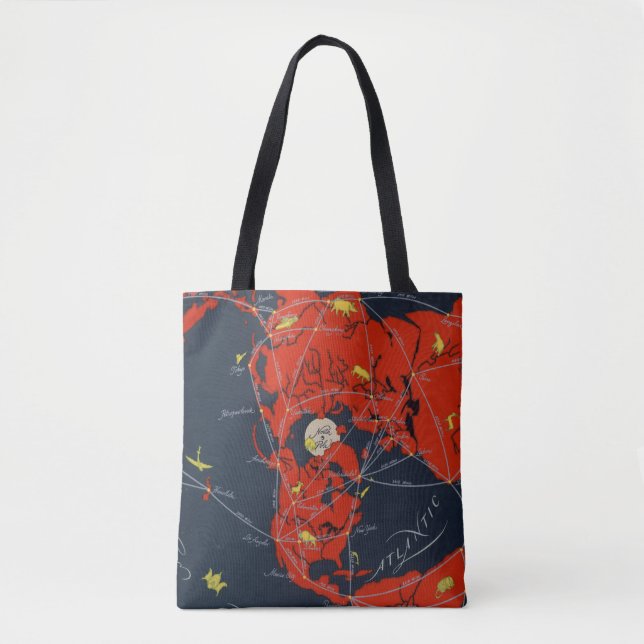 Bolsa Tote Mundo global projetado das rotas de ar (Frente)