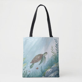 Bolsa Tote Mundo submarino com tartaruga