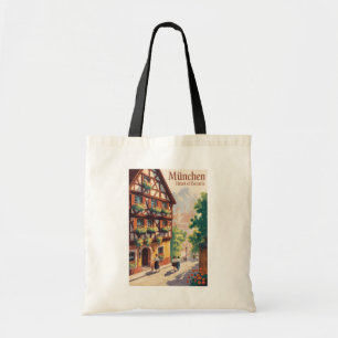 Bolsa Tote Munique Alemanha Baviera Ilustração Viagem Arte