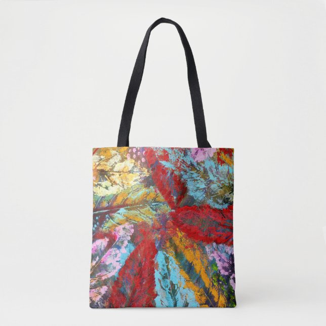Bolsa Tote Mural de grafite Arte urbana abstrata folhas (Frente)