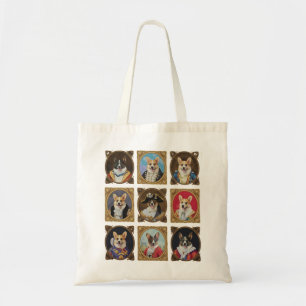 Bolsa Tote Muro de Museu Vintage, Retratos Hilários de Cães C