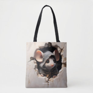 Bolsa Tote Muro rachado de um rato fantástico