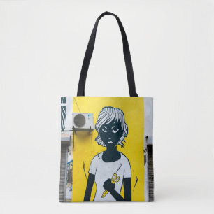 Bolsa Tote Muros de Ruas de Pintura de Rapariga Raios