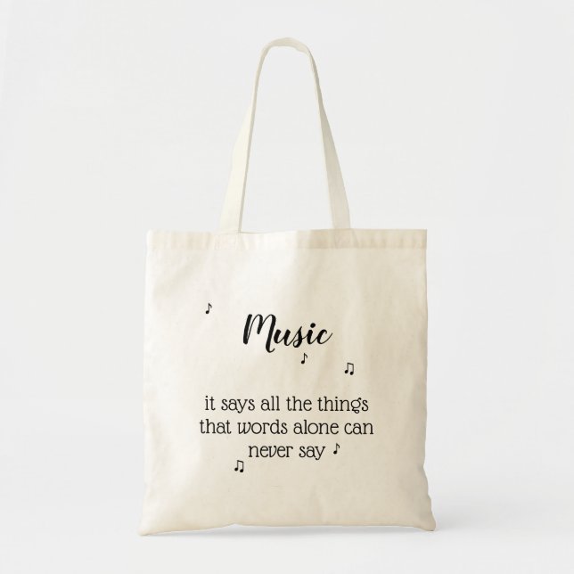 Bolsa Tote Music Musical Note Words Quote (Frente)