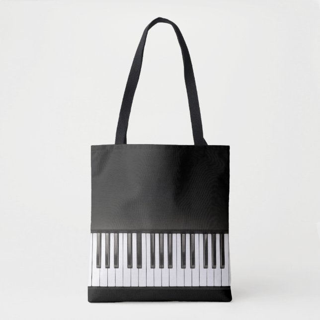 Bolsa Tote Música do piano preto e branco (Frente)