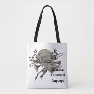 Bolsa Tote Música é Universal Vintage Banda Instrumento Mus
