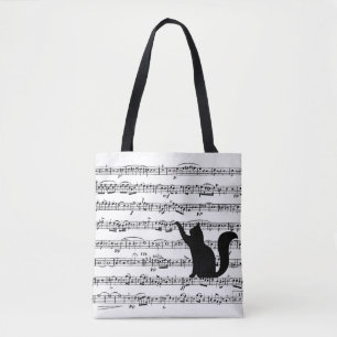 Bolsa Tote Música em Folha de Gato Preto 