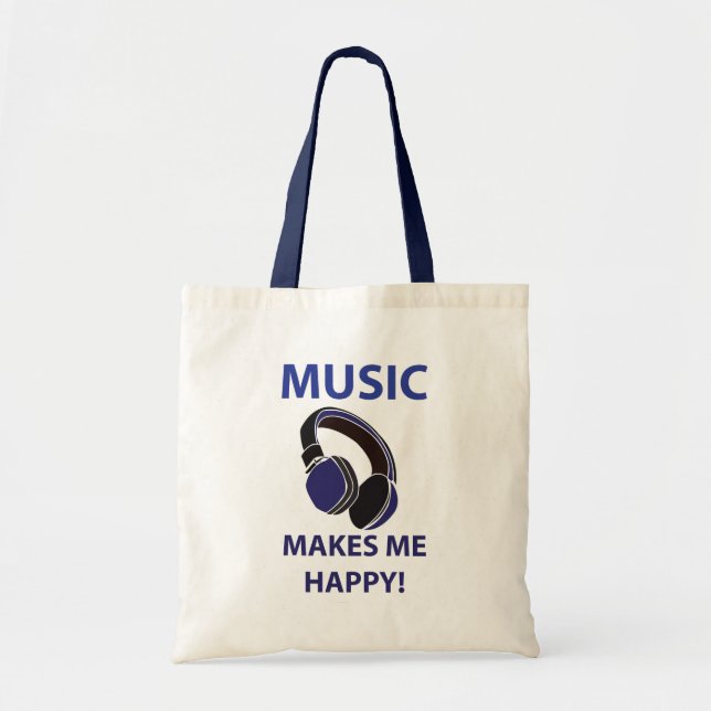 Bolsa Tote Música Fone De Ouvido Me Torna Música Feliz (Frente)