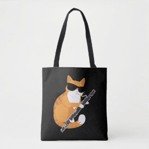 Bolsa Tote Música Gato Sol Óculos Bassonianos Músico Bassoon