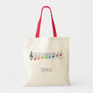 Bolsa Tote Música Lição Rainbow Notes Crianças