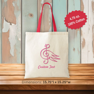 Bolsa Tote Música pássaro rosa grande saco de toques