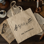 Bolsa Tote Música Personalizada de Banda de Notas Musicais ou<br><div class="desc">Um legal saco personalizado de professores de música com um funcionarios musical com notas. Peça este presente personalizado para um músico,  compositor,  banda ou condutor de orquestra,  ou diretor de coro,  e personalize com um nome ou outro texto.</div>