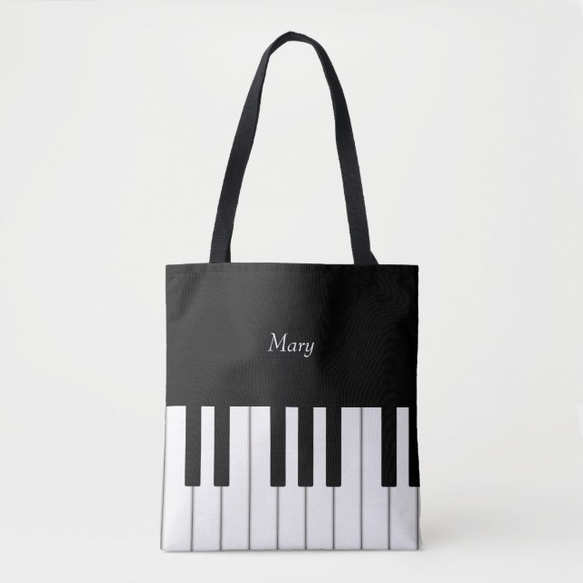 Bolsa Tote Música Personalizada do Teclado Piano Clássico (Frente)
