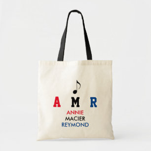 Bolsa Tote música personalizada / monograma / iniciais person