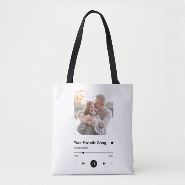 Bolsa Tote Música Personalizada Música Favorita Uma Foto Coff (Frente)