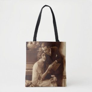 Bolsa Tote Música Romântica Vintage, Amantes de Amor e Romanc