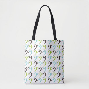 Bolsa Tote Música Themed Bass Clef Blue Green Padrão