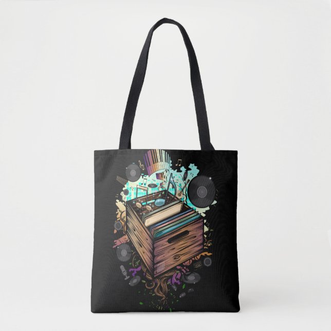 Bolsa Tote Música Vinyl Crate (Frente)
